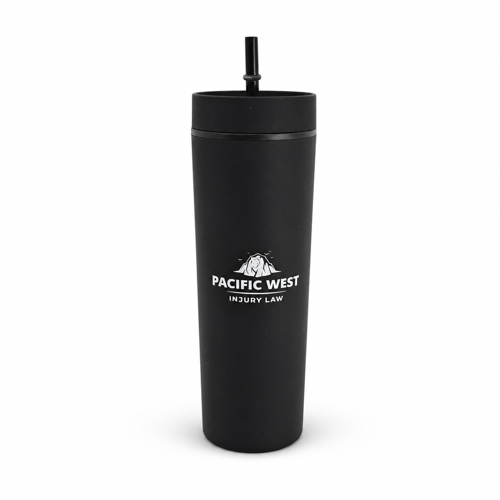 Pacific West branded black stainless-steel tumbler
